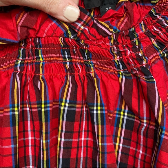 J. Crew Plaid Smocked Blouse Red Size XS - Picture 9 of 15